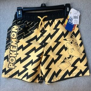 NWT size 4/5 boys Pokemon Pikachu yellow/black Swim TrunksUPF 50+